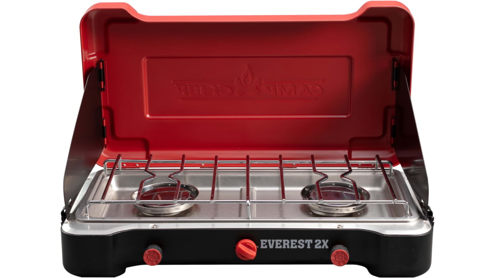 Camp Chef Mountain Series Everest 2X High Output Two-Burner Cooking System, Black/Red, MSHPX