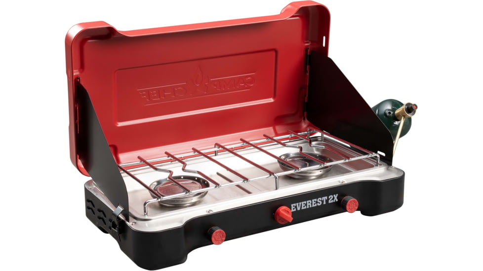 Camp Chef Mountain Series Everest 2X High Output Two-Burner Cooking System, Black/Red, MSHPX