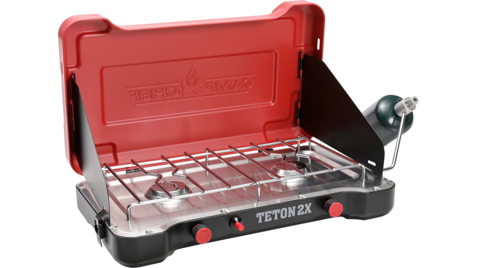 Camp Chef Mountain Series Teton 2X Two-Burner Cooking System, Black/Red, MSTX