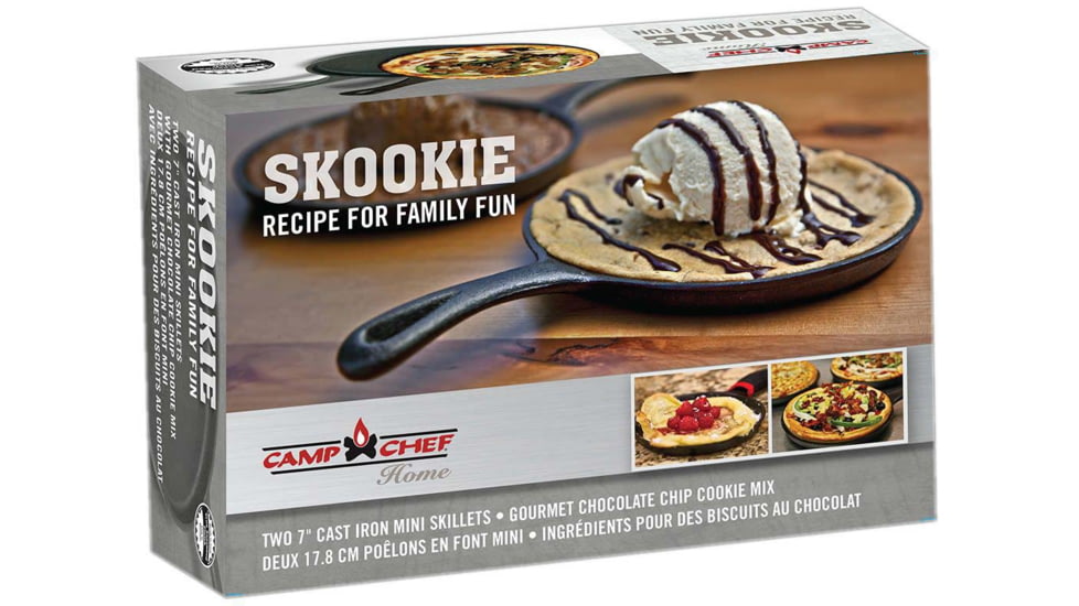 Camp Chef Skookie Cast Iron Pan With Chocolate Chip Cookie Mix, Black, CICS7C