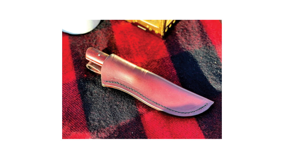 Campcraft Outdoors Camp Knife, 8.75in Overall, 4in, 1095HC Steel Blade, Pecan Wood Handle, Leather Sheath, 640117981078