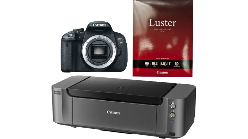 Canon Pixma PRO-10 Printer, Photo Paper, and EOS Rebel T4i Camera Body Only
