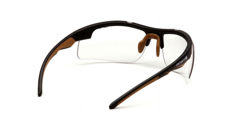 Carhartt Rockwood Safety Glasses w/Clear Anti-Fog Lens, Black/Tan, CHB710DT