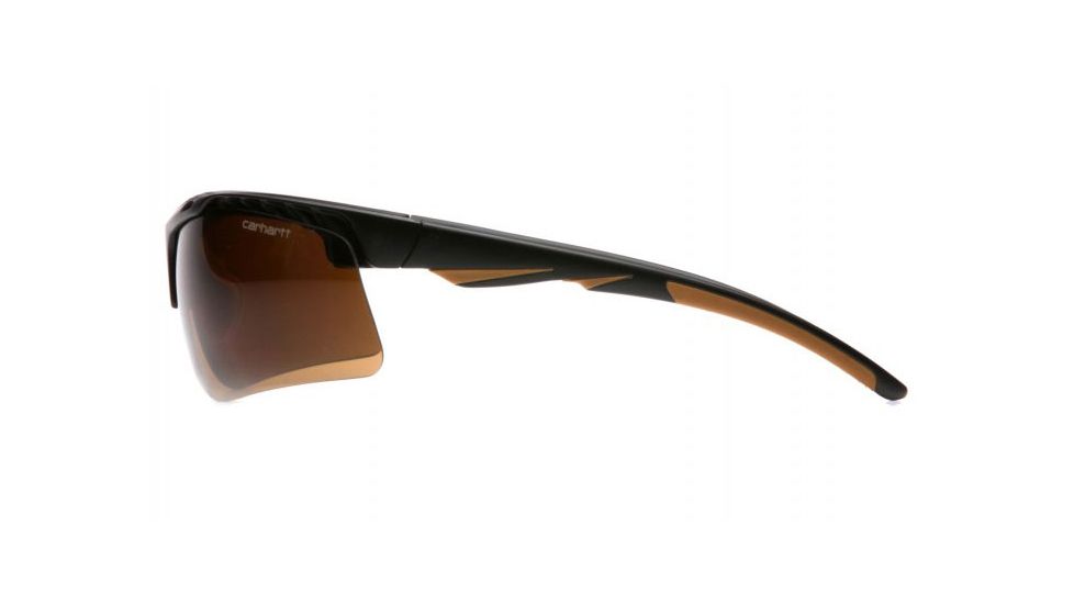 Carhartt Rockwood Safety Glasses w/Sandstone Bronze Anti-Fog Lens ,polybag, Black/Tan, CHB718DT