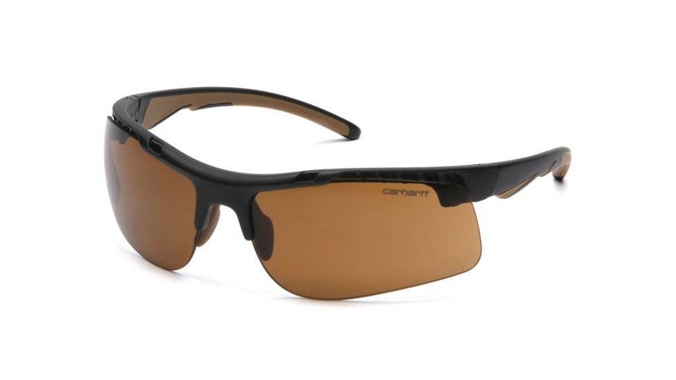 Carhartt Rockwood Safety Glasses w/Sandstone Bronze Anti-Fog Lens ,polybag, Black/Tan, CHB718DT