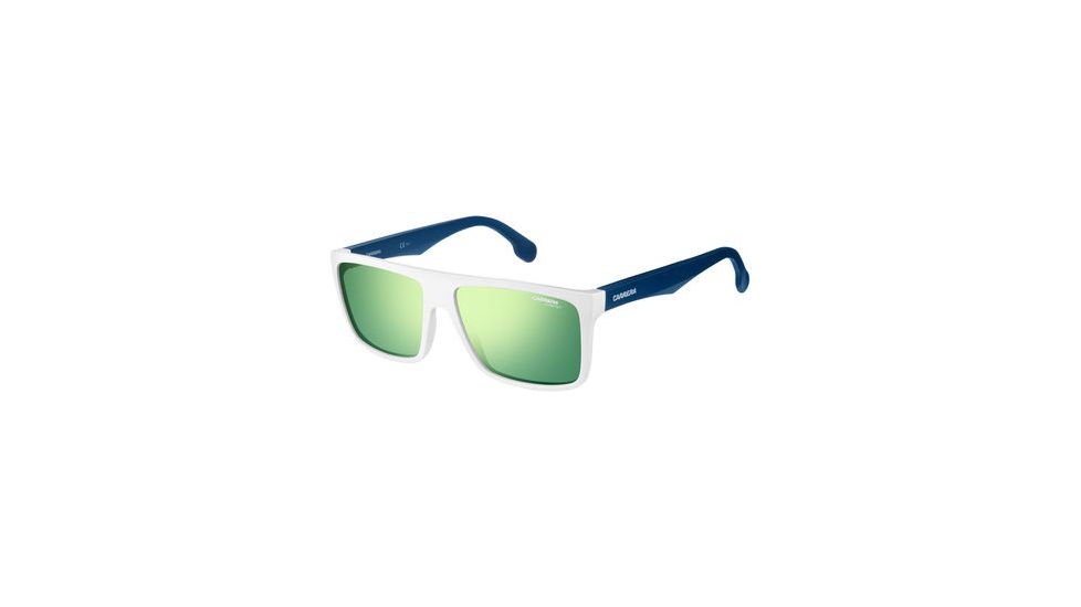Carrera 5039/S Sunglasses CA5039S-0WWK-Z9-5816 - Matte White Blue Frame, Green Multilayer Lenses, Lens Diameter 58mm, Distance Between Lenses 16mm