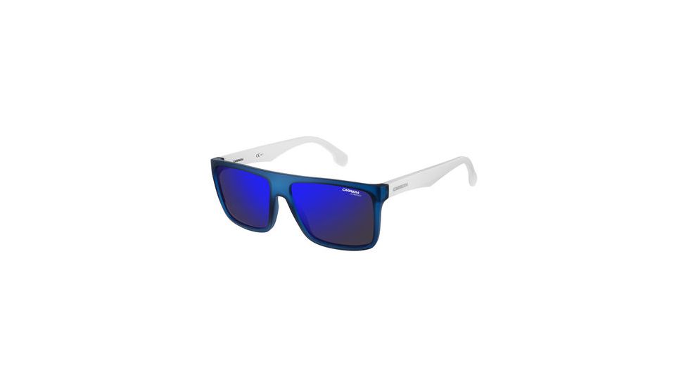 Carrera 5039/S Sunglasses CA5039S-0ZE3-XT-5816 - Matte Blue/White Frame, Blue Sky Miror Lenses, Lens Diameter 58mm, Distance Between Lenses 16mm