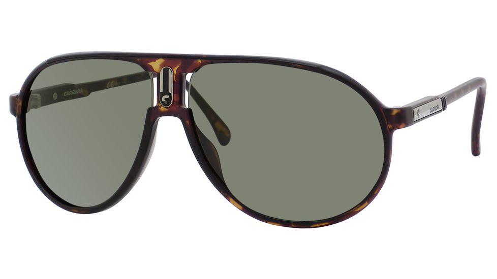 Carrera Champion/H/I/S Sunglasses CHAMPHIS-0XEN-79-6212 - Dark Havana Matte Frame, Gray Green Lenses, Lens Diameter 62mm, Distance Between Lenses 12mm