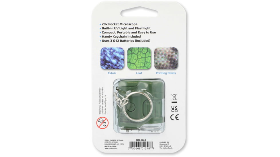 Carson 20x MicroMini LED Lighted Pocket Microscope, Green, MM-280G