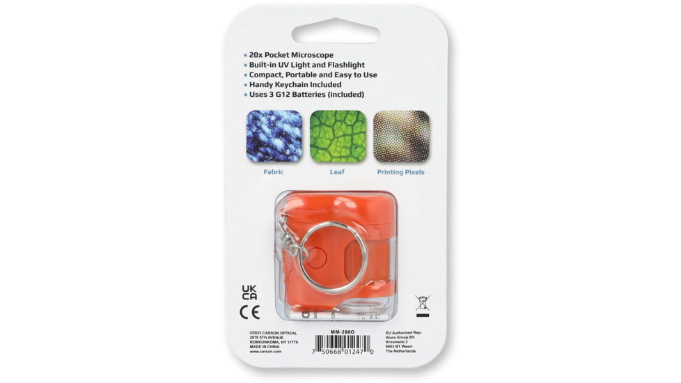 Carson 20x MicroMini LED Lighted Pocket Microscope, Orange, MM-280O