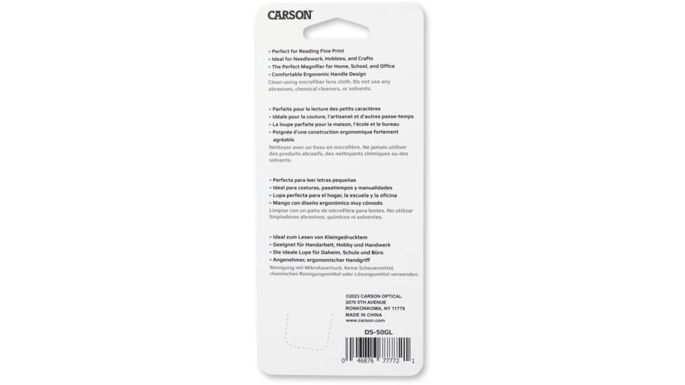 Carson 3x Handheld Mangifier w/6x Spot Lens, Black, Small, DS-50GL