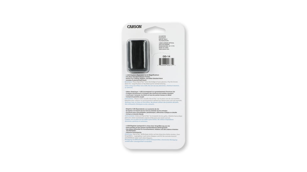 Carson Clip &amp; Flip 2x Power +4.00 Diopter Clip-On, Flip-Up Magnifying Lenses OD-14