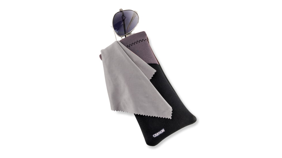 Carson Eyeglasses Microfiber Lens Cloth in Pouch, Charcoal, 4.3 x 0.5 x 6.9 in, EC-10-01