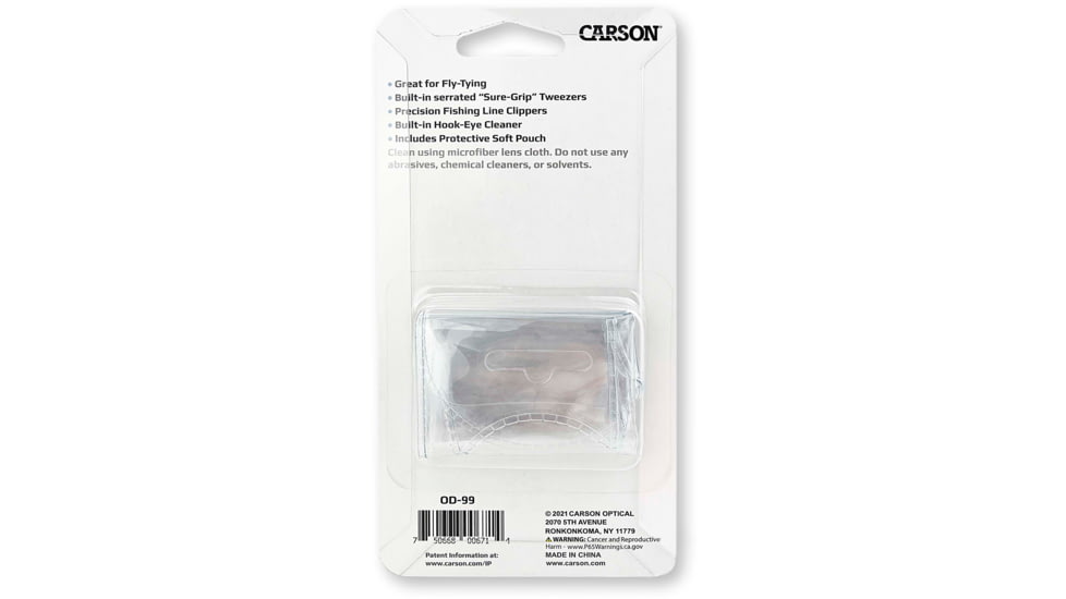 Carson Fishn Grip 4x Magnifier w/Attached Precision Tweezers, Hook Cleaner, and Line Cutter OD-99