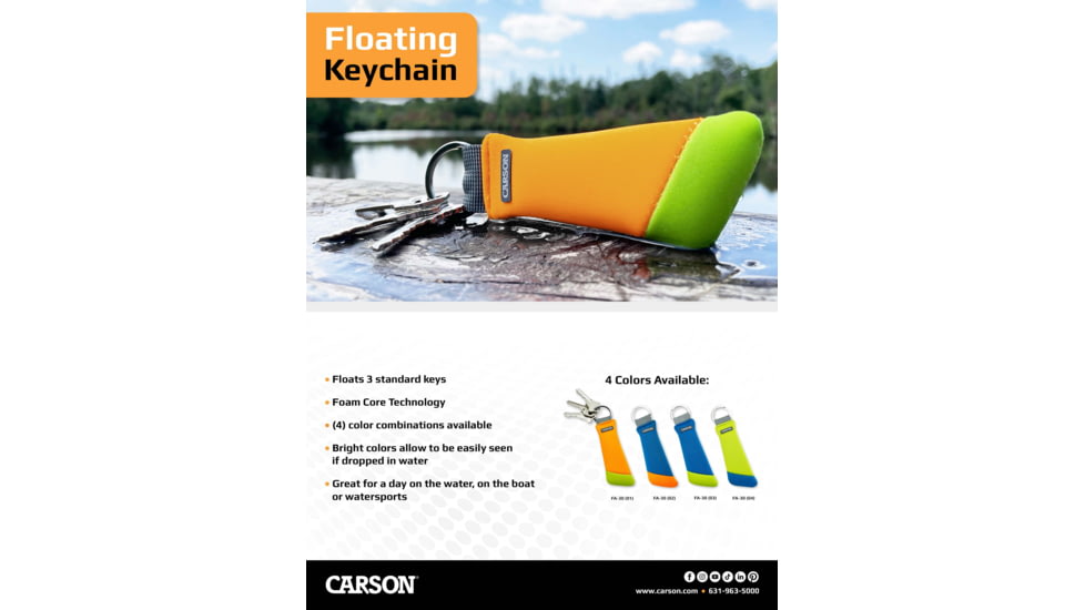 Carson Floating Keychain, 6-Pack, Assorted, FA-30AS