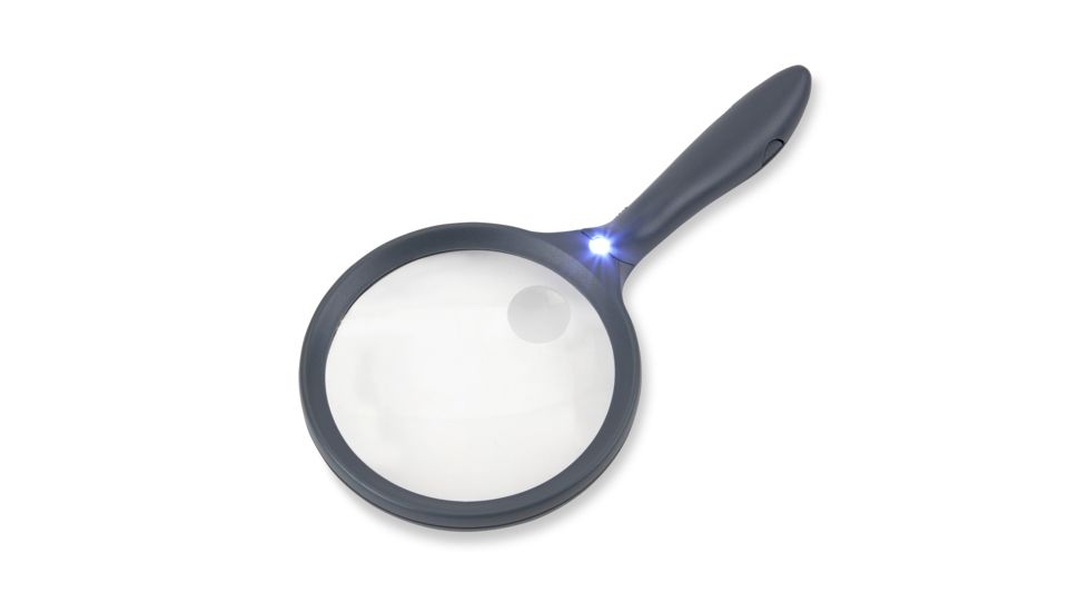 Carson LED Lighted HandHeld 2x Magnifier w/4x Spot Lens, Gray hm-44