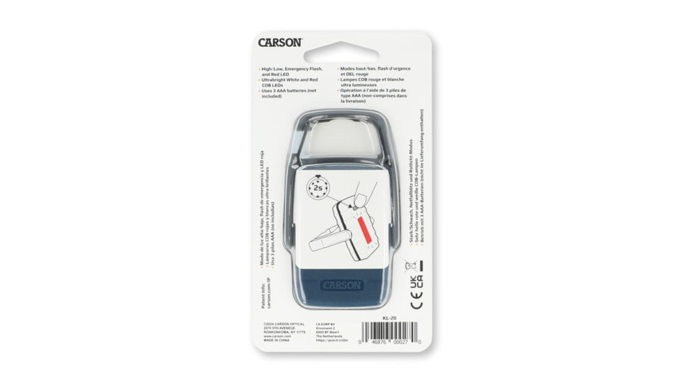 Carson Optical LED Flashlight w/ Hook and Stand, Blue, 1.9 in x 0.6 in x 3.3 in, KL-20