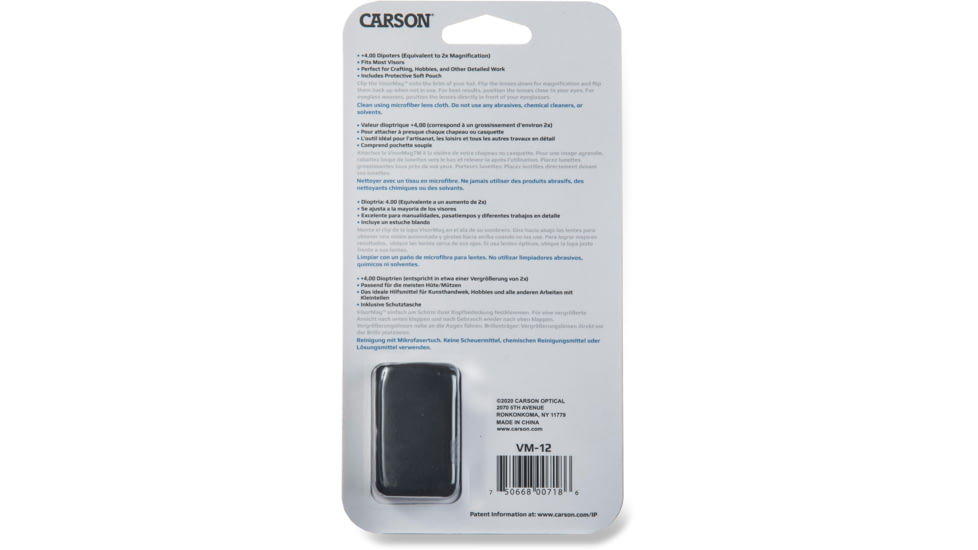 Carson VisorMag 2x Power +4.00 Diopters Clip-On Magnifying Lens for Hats VM-12