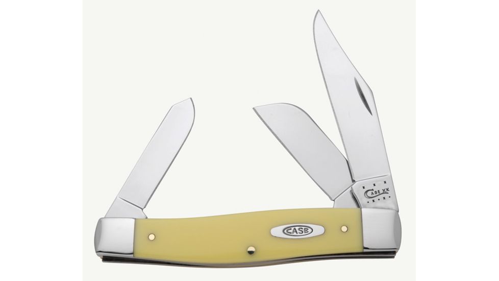 Case 3375 CV Yellow Synthetic Large Stockman,Clip, Sheepfoot and Spey Blades 00203
