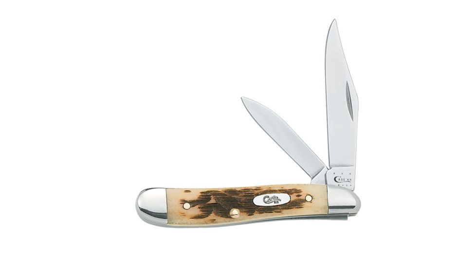 Case 6220 Amber Bone SS Peanut, Clip and Pen Blades 00045