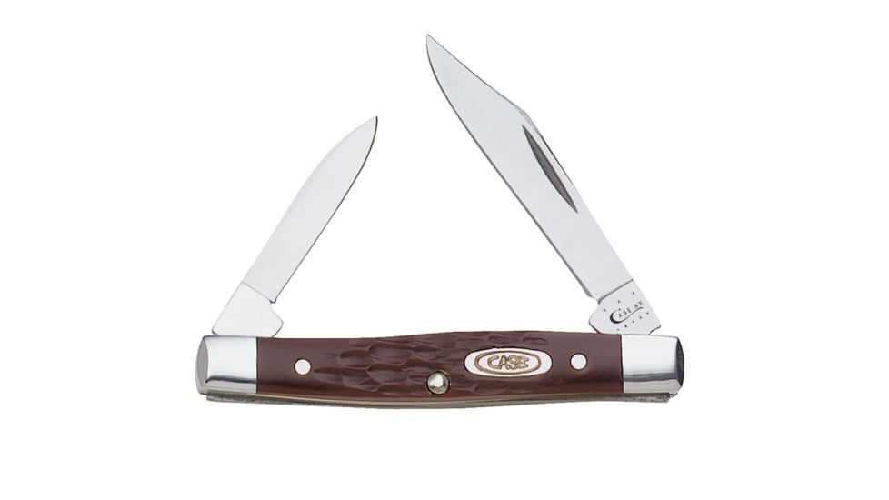 Case 6233 SS Brown Synthetic Pen  Clip and Pen Blades Folding Knife, Jigged Brown Synthetic Handle, 2 5/8 00083