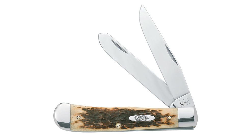 Case 6254 SS Amber Trapper  Clip and Spey BladesFolding Knife, Amber Bone SS Handle, 4 1/8 00164