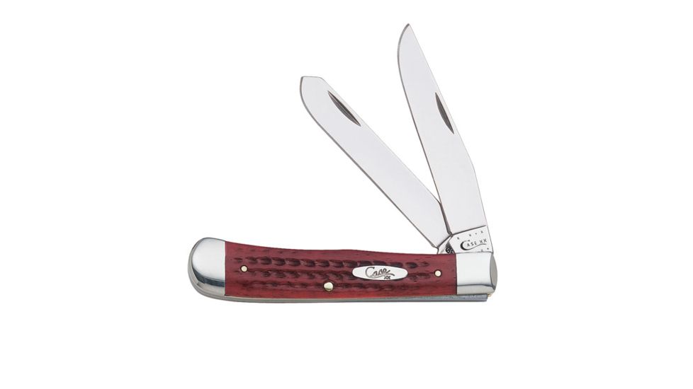 Case 6254 SS Pocket Worn Old Red Trapper  Clip and Spey BladesFolding Knife, Red Bone Handle, 4 1/8 00783