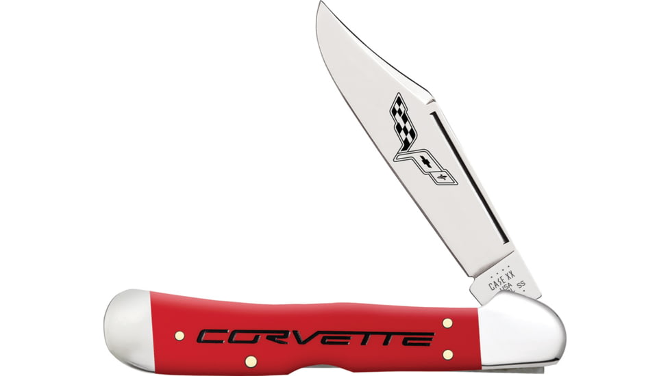 Case Chevrolet CopperLock Folding Knife, 4.25in Closed, Mirror Locking Clip Blade, Red Smooth Synthetic Handle, 33712