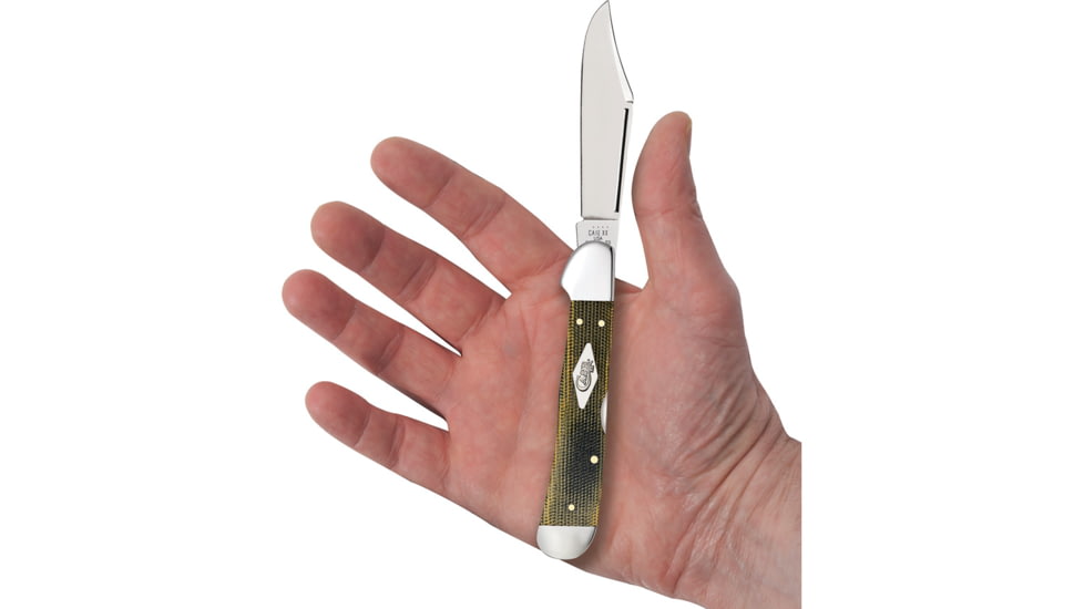 Case CopperLock Micarta Folding Knife, 3.63in Closed, Mirror Locking Clip Blade, Black/Green/Natural Canvas Micarta Handle, 23473