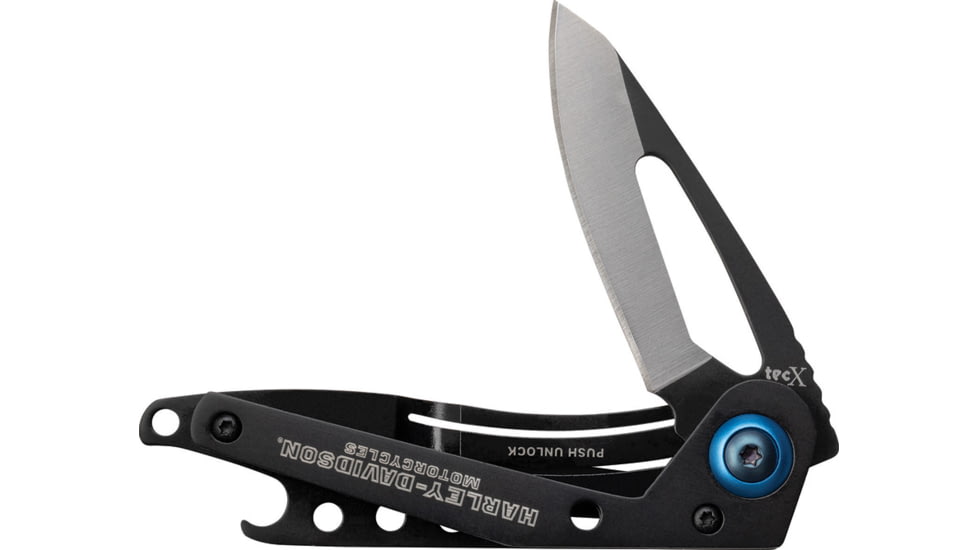 Case Harley TecX Framelock Folding Knife, Black, Black stainless handle, 52222