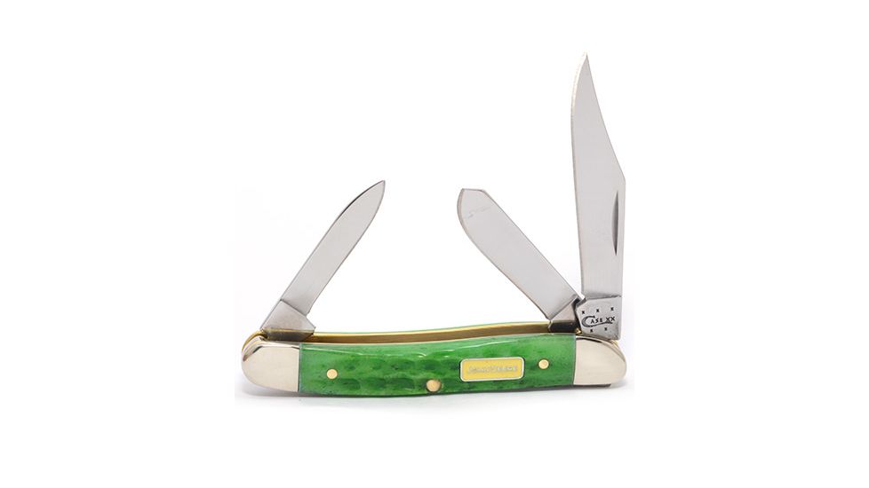 Case John Deere-Bright Green Bone Corn Cob Jig Medium Stockman 63087 SS In Gift Tin 15746
