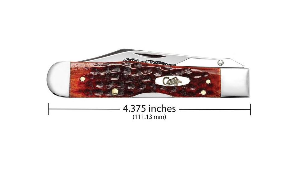 Case Cheetah Folding Knive, Chrome Vanadium Steel Embellished locking Clip Blade, Chestnut Bone Handle, 4.375in Closed, 07019