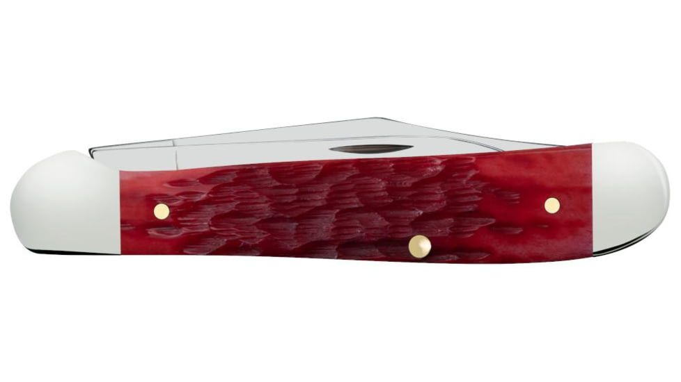 Case Copperhead Folding Knife, 3.88 in, Chrome Vanadium Steel, Dark Red Bone Peach Seed Jig Handle, 31953
