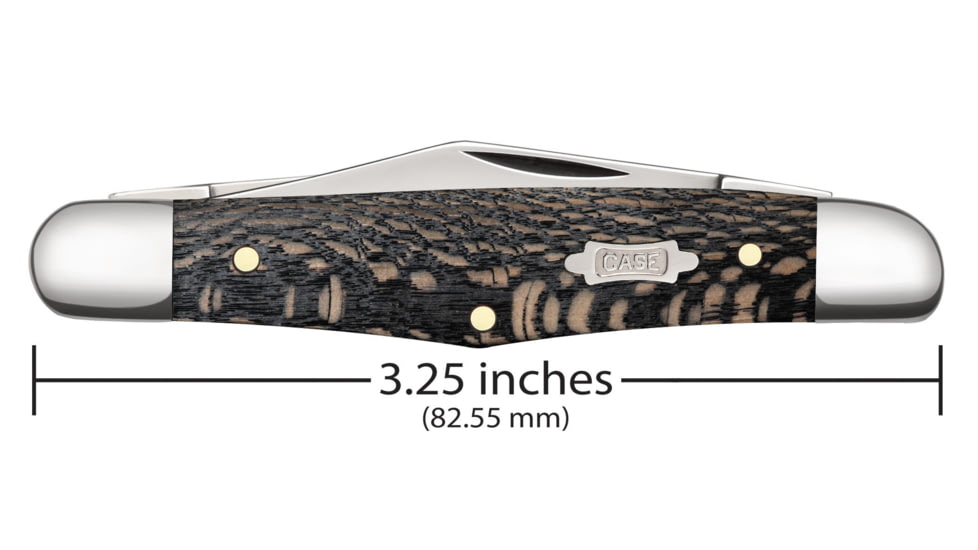 Case Half Whittler Folding Knife, 3.25 in, Tru-Sharp Surgical Steel, Black Sycamore Wood Smooth Handle, 25571