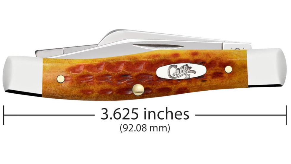 Case Medium Stockman Folding Knife, 3.25 in, Tru-Sharp Surgical Steel, Pocket Worn Corn Cob Jig Harvest Orange Bone Handle, 17003