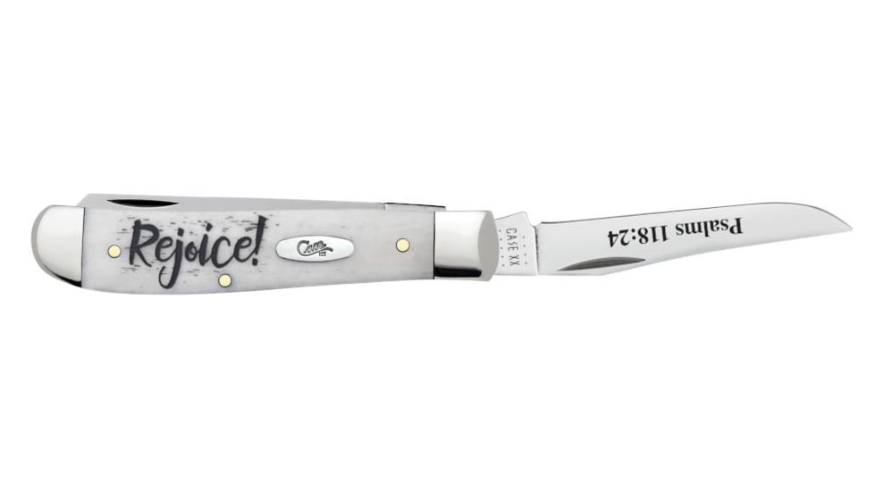 Case Mini Trapper Folding Knife Rejoice, 3.5 in, Tru-Sharp Surgical Steel, Embellished Smooth Natural Bone Handle, 60865