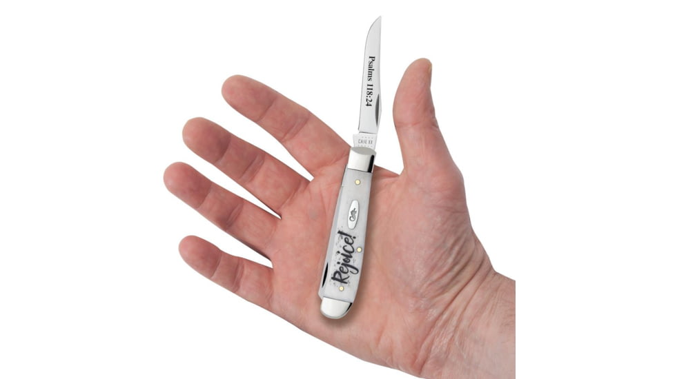 Case Mini Trapper Folding Knife Rejoice, 3.5 in, Tru-Sharp Surgical Steel, Embellished Smooth Natural Bone Handle, 60865