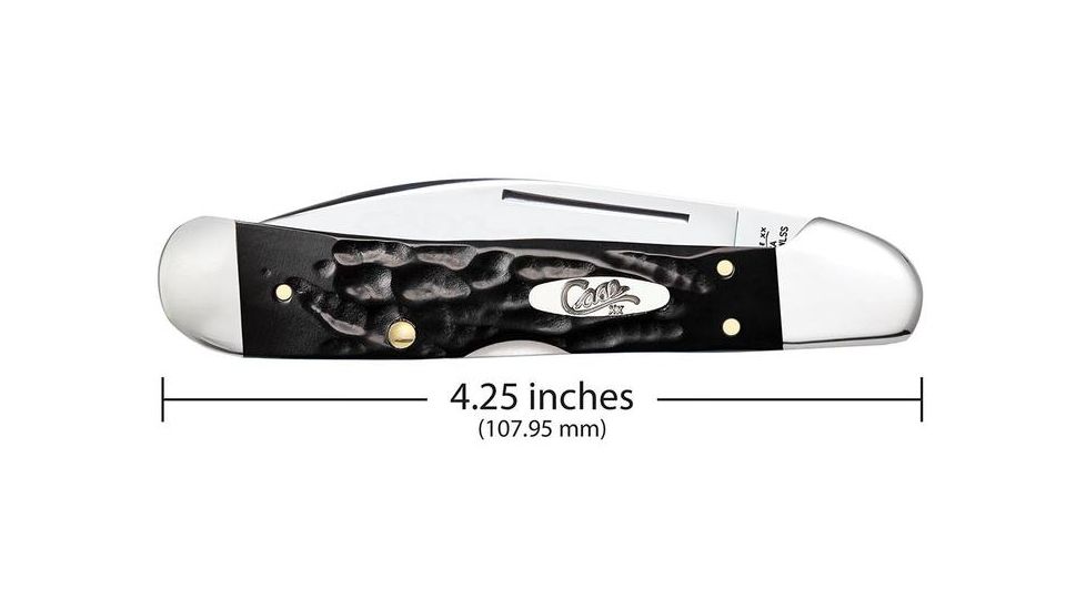 Case Rough Black Synthetic CopperLock Folding Knive, Surgical Steel Locking Wharncliffe Blade, Black Handle, 4.25in Closed, 18233