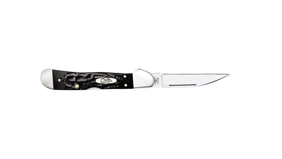 Case Rough Black Synthetic CopperLock Folding Knive, Surgical Steel Locking Wharncliffe Blade, Black Handle, 4.25in Closed, 18233
