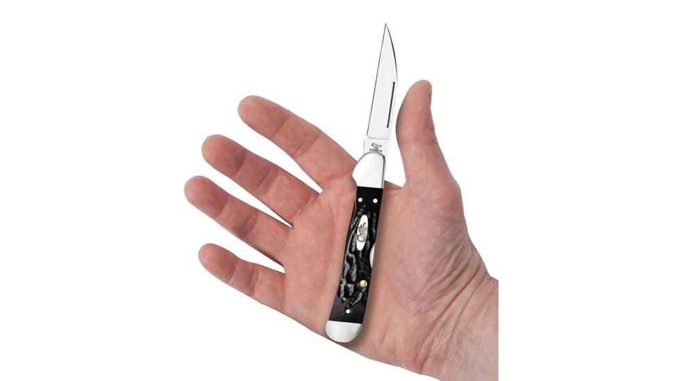 Case Rough Black Synthetic CopperLock Folding Knive, Surgical Steel Locking Wharncliffe Blade, Black Handle, 4.25in Closed, 18233