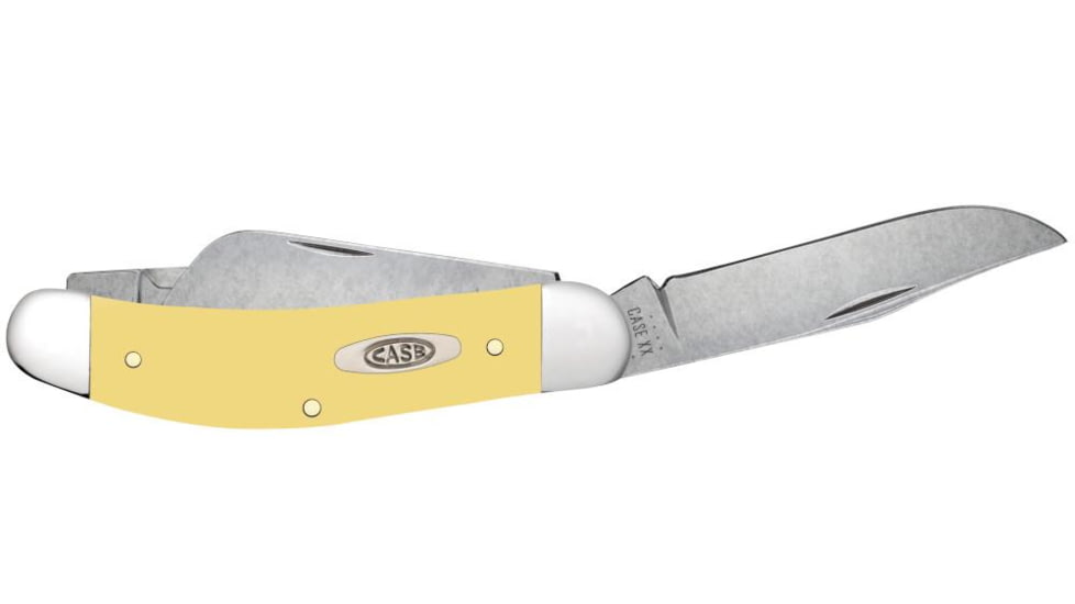 Case Sowbelly Folding Knife, 3.88 in, Chrome Vanadium Steel, Yellow Synthetic Handle, 30118
