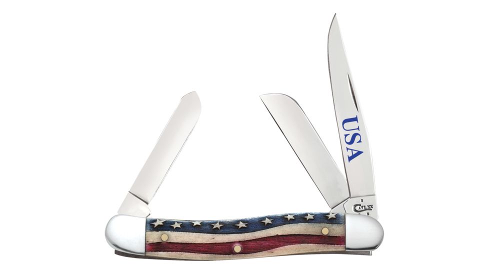 Case Star Spangled - Embellished Smooth Natural Bone Medium Stockman Blade, 6318 SS, 64136