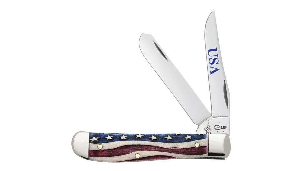 Case Star Spangled - Embellished Smooth Natural Bone Mini Trapper Blade, 6207 SS, 64135