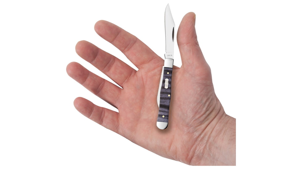 Case Swell Center Jack Purple Maple Folding Knife, 3in Closed, Mirror Clip/Pen Blades, Purple Curly Maple Handle, 80543