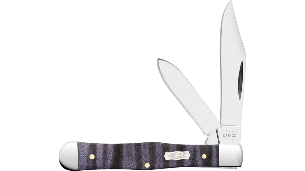 Case Swell Center Jack Purple Maple Folding Knife, 3in Closed, Mirror Clip/Pen Blades, Purple Curly Maple Handle, 80543