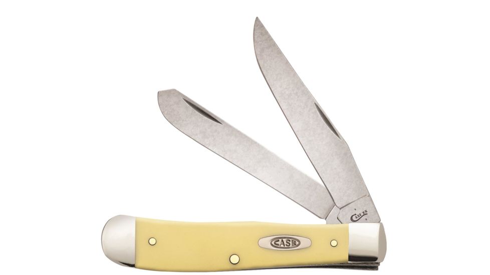 Case Trapper Folding Knife with Yellow Synthetic Handle, 3254C CV, w/Clip, 30114