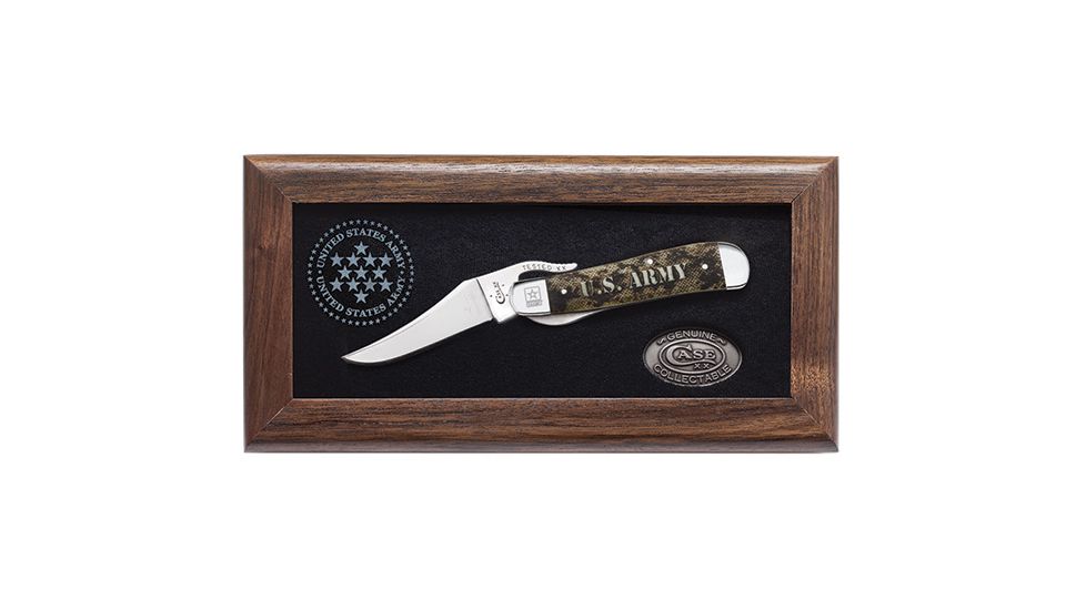 Case U.S. Army Commemorative - Embellished Smooth Natural Bone w/Green and Tan Color Wash RussLock Blade, 61953L SS, 15031