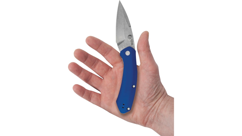 Case Westline Linerlock Folding Knife, 4.5in Closed, 3.5in, S35VN, Stonewash Drop Doint Blade, Blue Anodized Aluminum Handle, 36552