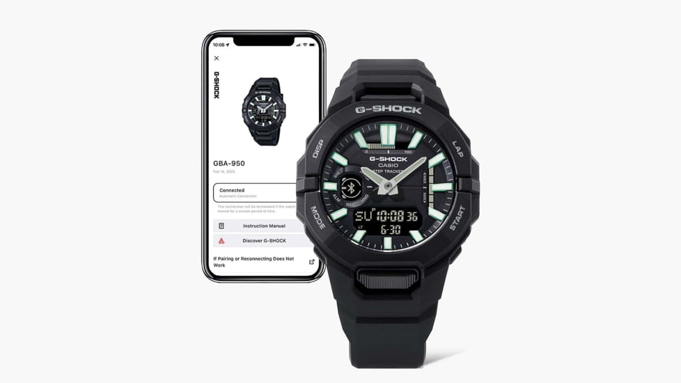 Casio G-Shock Mens Move Analog-Digital Watch w/Bluetooth Connect/Step Tracker, 49 mm Case Diameter, Resin, Black, Bio-based Resin, GBA-950-1ACR
