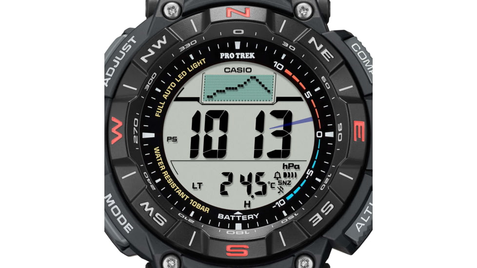Casio Outdoor Casio Pro Trek Solar Watch Triple Sensor Watching Featuring an Altimeter, Barometer, Digital Compass, Thermometer and 100M WR - Mens, Black, One Size, PRG340-1